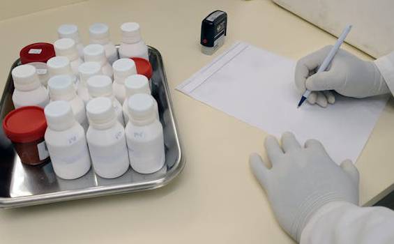 bottles of medicine on a tray